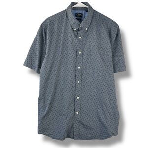 Chaps Shirt Mens XL X Large Anchors Blue Short Sleeve Button Down Stretch